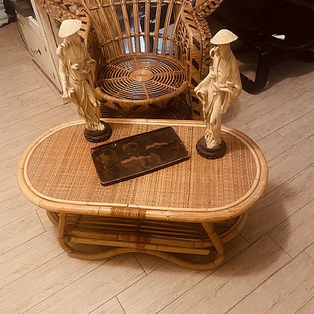 tavolino vimini bambù ovale 