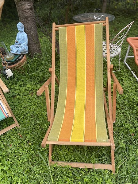 sdraio in legno con telo originale 